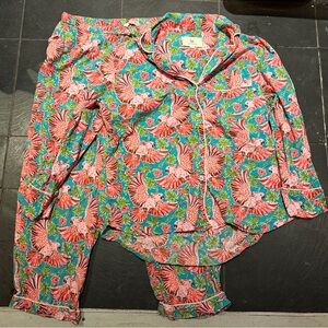 PrintFresh Women’s M Petite Long Sleeve Playful Parrots Pajama Set